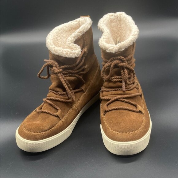 TOMS Alpine Floral Round Toe Winter Booties Womens Brown Casual Boots, 8.5 - Picture 2 of 6